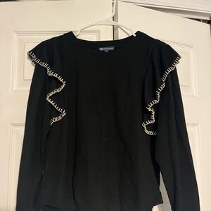 Democracy Black Blouse with Ruffle Detail